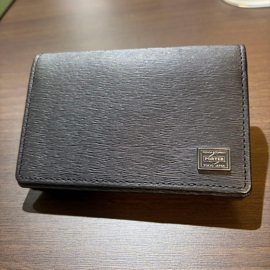 ポーター PORTER カレント 名刺入れ カードケース ブラック レザー