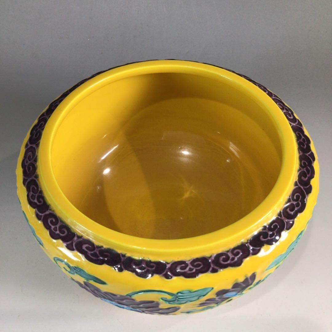 Ｐ１４１　皆具　『高野昭阿弥造』『黄交趾』『唐草文』『台子皆具』　共箱　茶道具