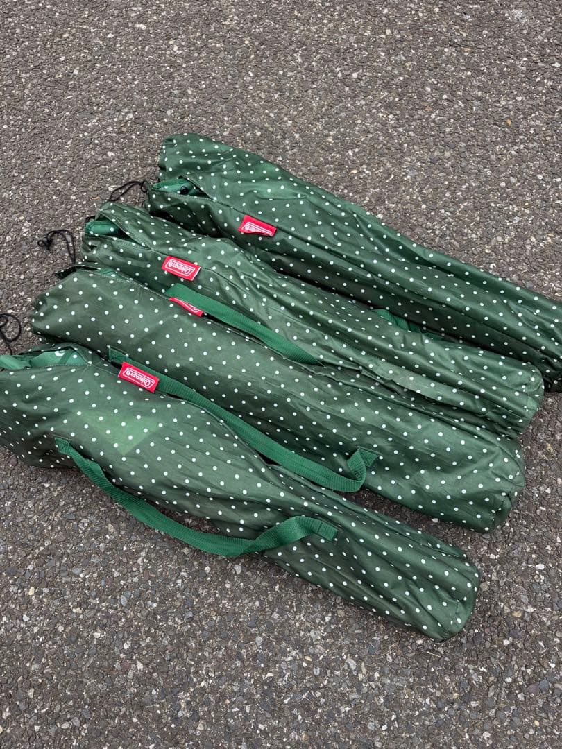 Coleman グリーン水玉キャンプチェア 折り畳み式、軽量、袋付き 4セット