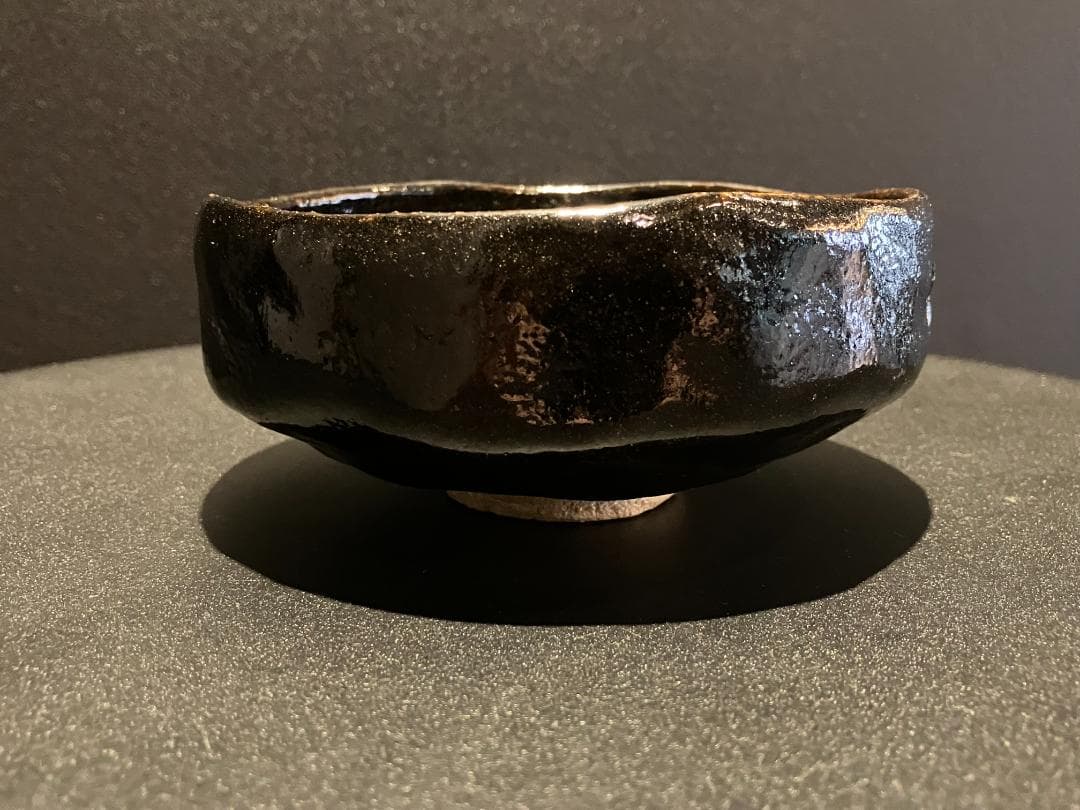 【真作保証】三代 中村道年 作 黒楽茶碗 共箱・黄布付 八事窯 茶道具 抹茶碗