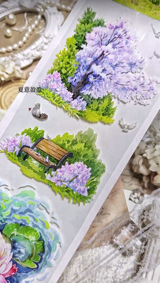 【8573】海外　マステ　5m巻売り　PETマスキングテープ　夏景色