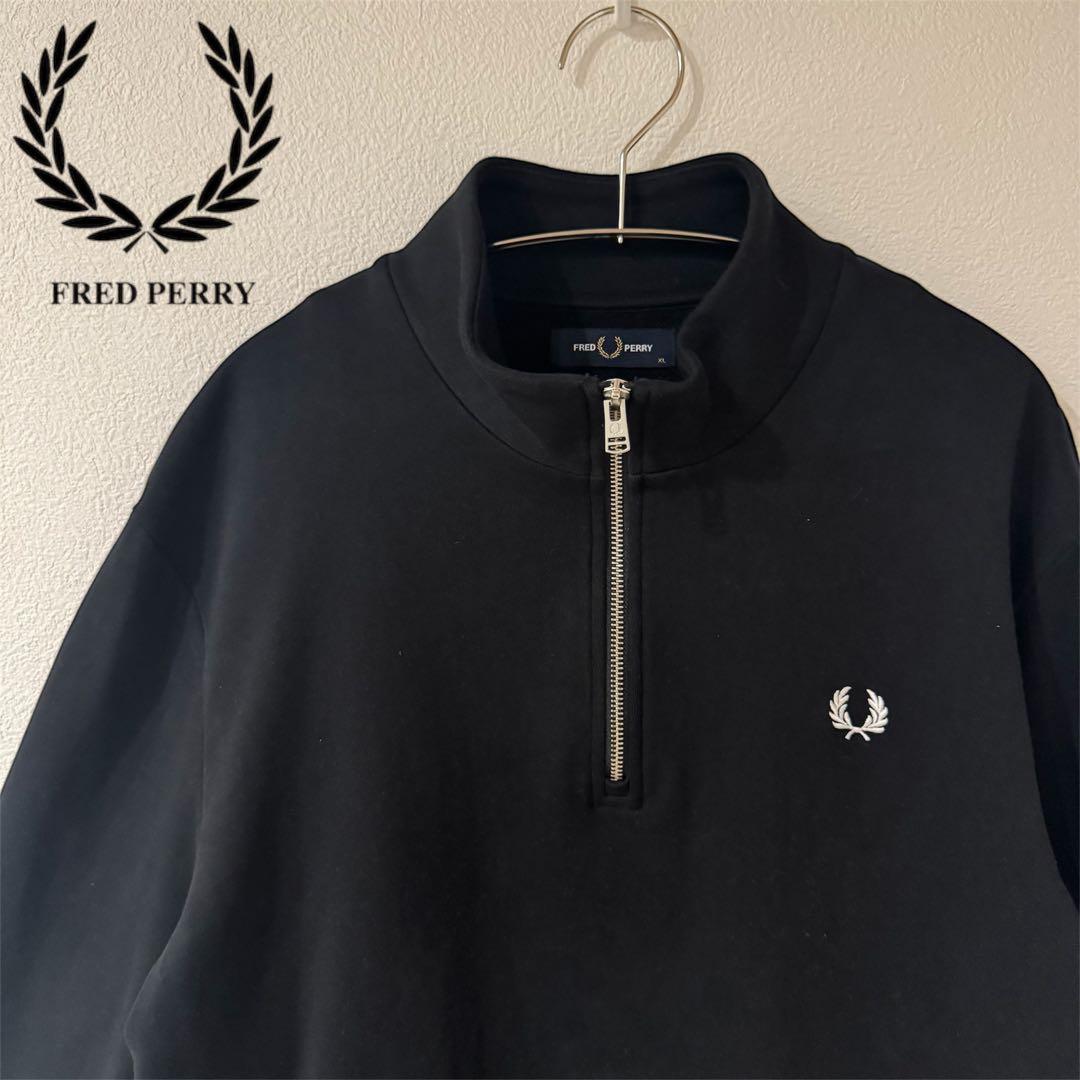 フレッドペリー　FRED PERRY ハーフジップ トレーナー　刺繍ロゴ　XL