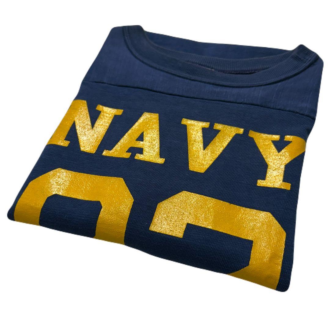70s Vintage チャンピオン × NAVY フットボールtシャッ 紺×黄
