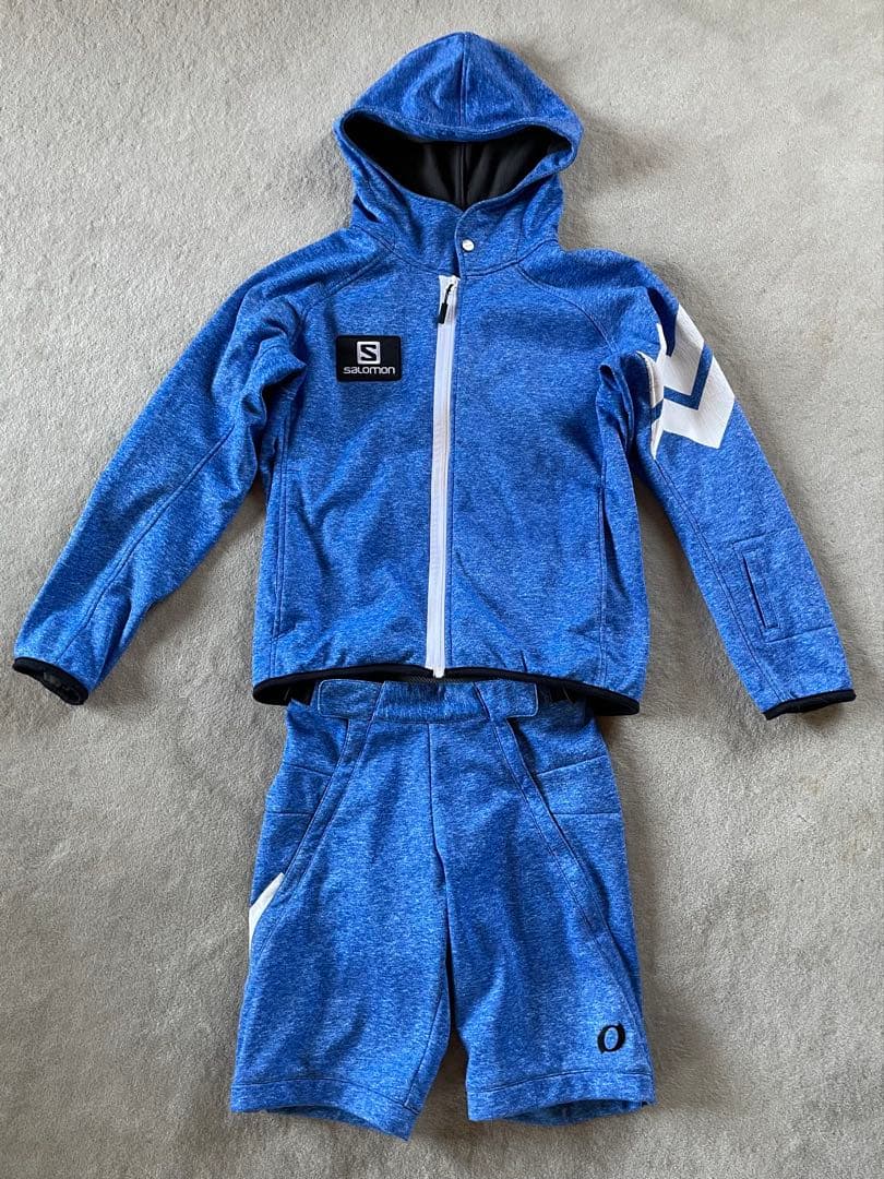 Salomon 青 ジャケットとショーツセット
