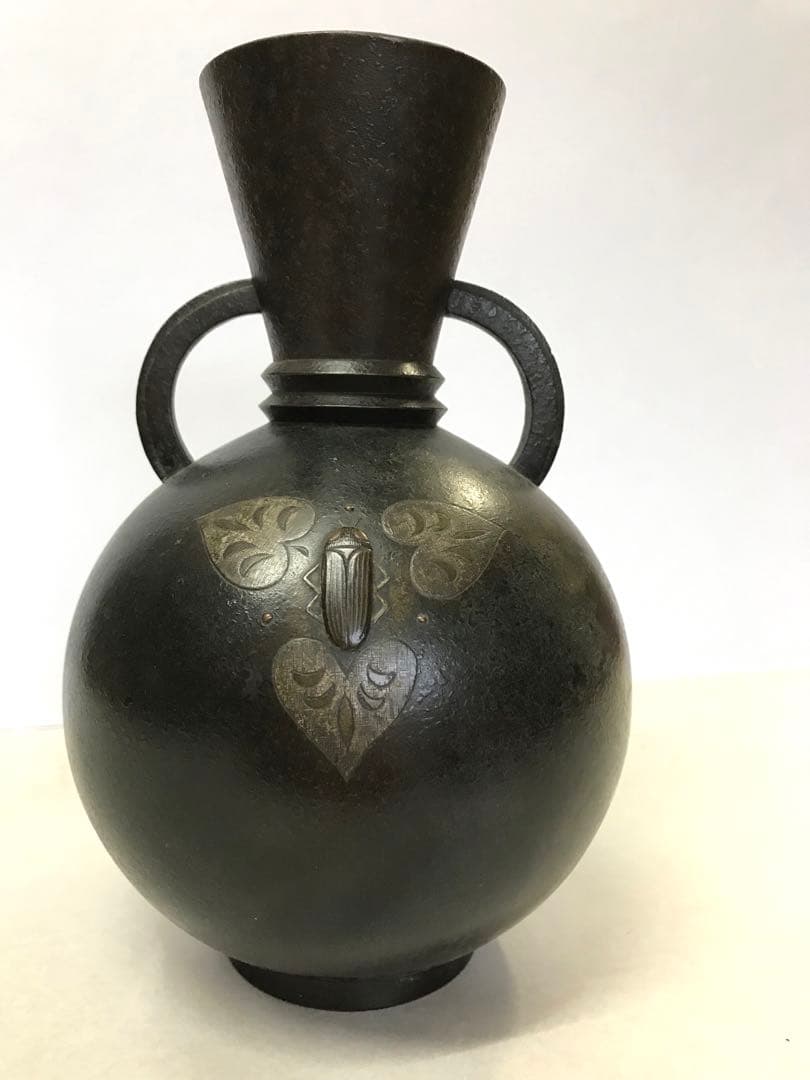 [金森栄一作]銅製:蛍模様花器