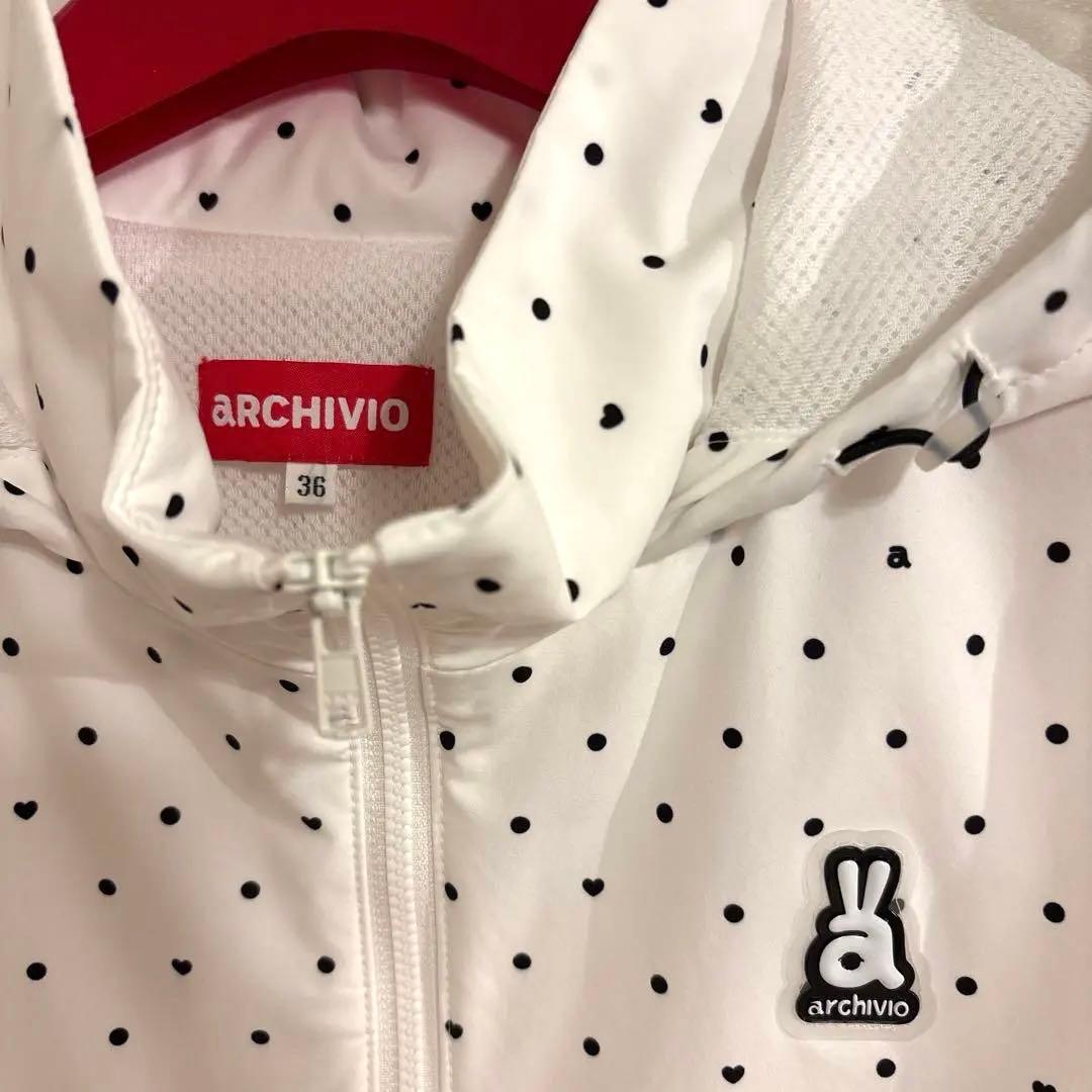 新作アルチビオ 保温撥水ドット柄ブルゾン 36 白 ジップジャケット
