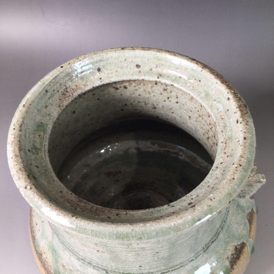 Ｒ８８７　水指　『温品焼』『本多康彦造』『耳付』『窯変水指』　共箱　茶道具