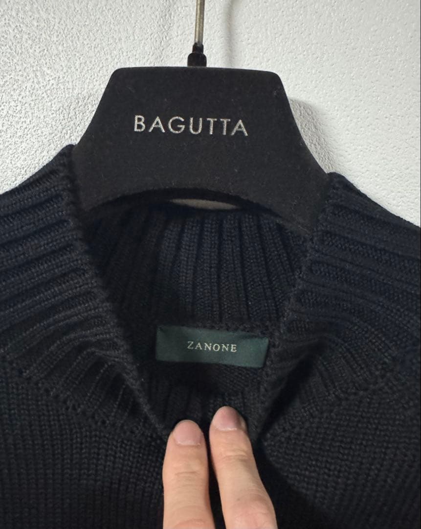 まもなくセール終了　セール　ザノーネ　 モックネック　46 ブラック　黒　ニット