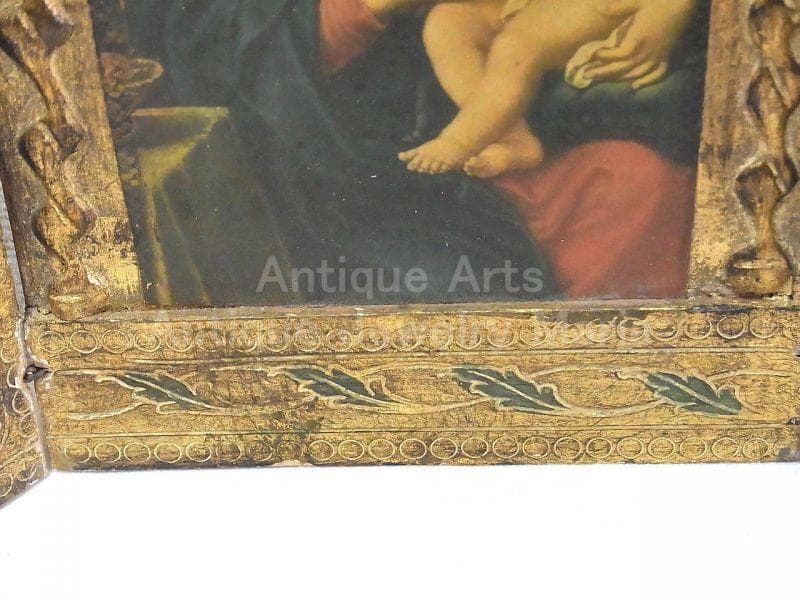 イタリア アンティーク　ピエール・ミニャール 葡萄の房を持つ聖母３枚続きの祭壇画