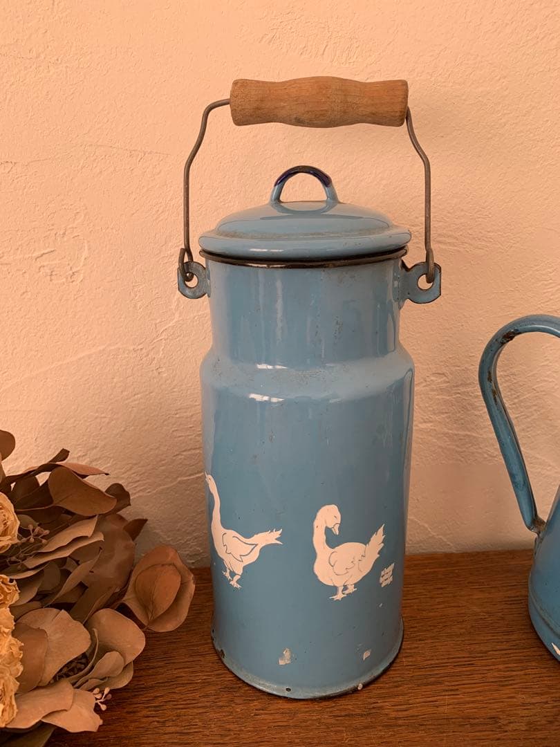 フランス　蚤の市　ホーロー　ポット　ブロカント