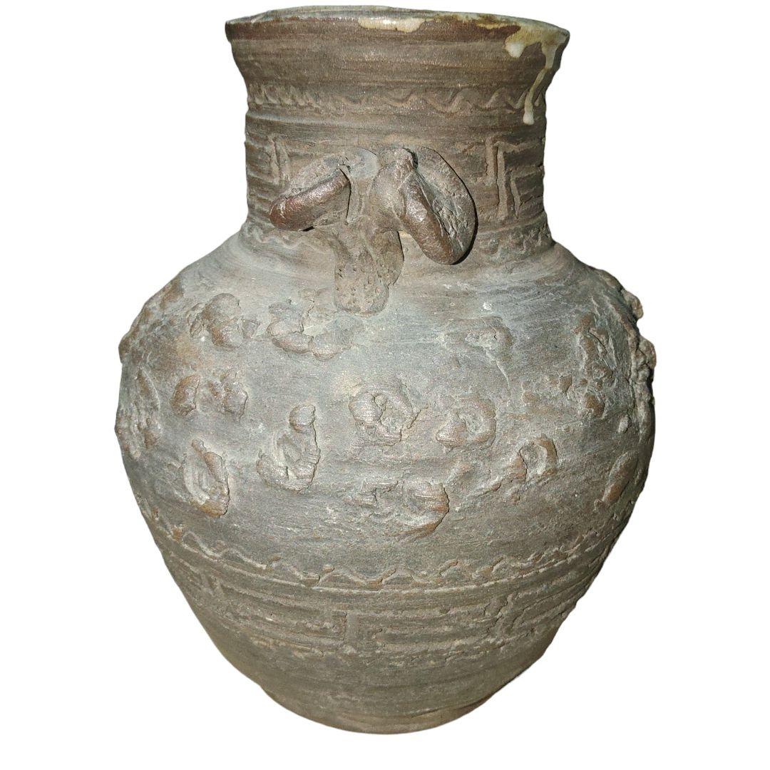 京焼　真清水蔵六　霊芝取手付花瓶　骨董品