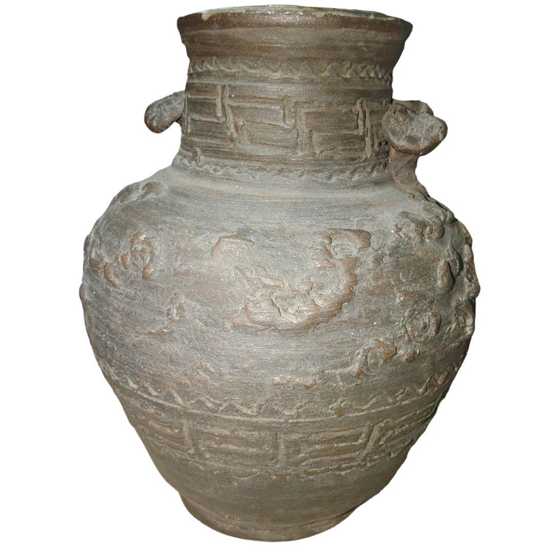 京焼　真清水蔵六　霊芝取手付花瓶　骨董品