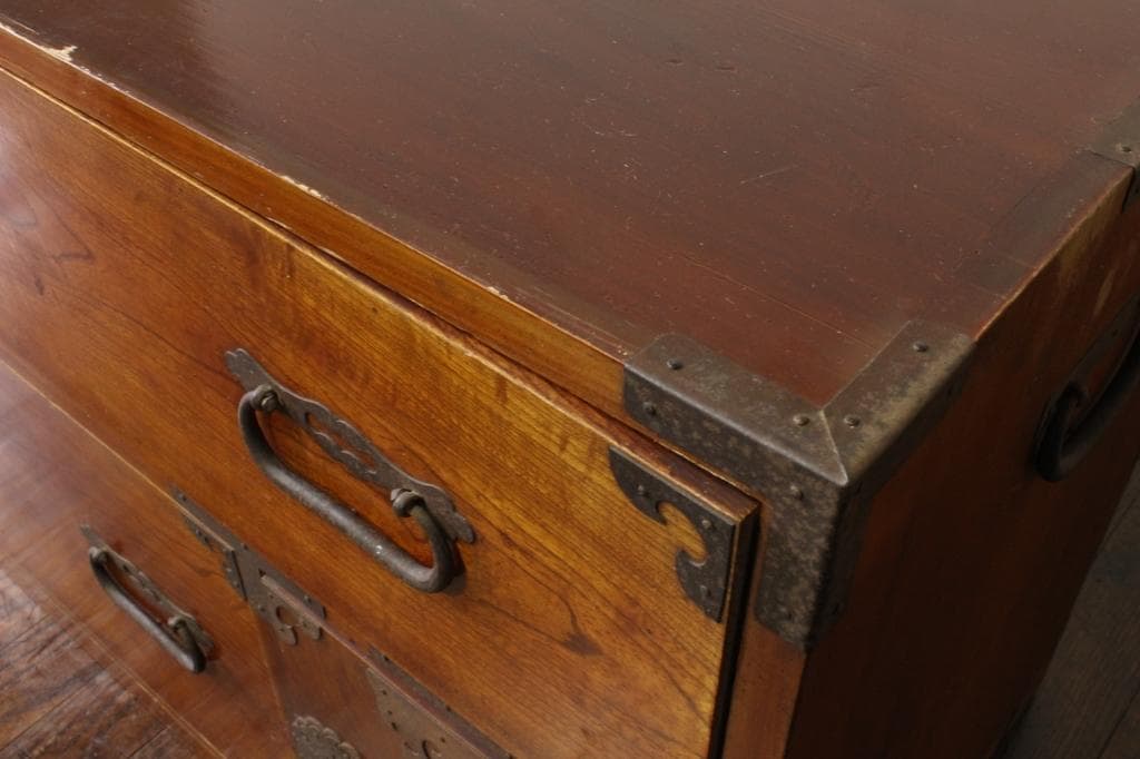 欅材！庄内箪笥・4杯！時代箪笥和家具古道具古家具古民藝和モダンローボード古布