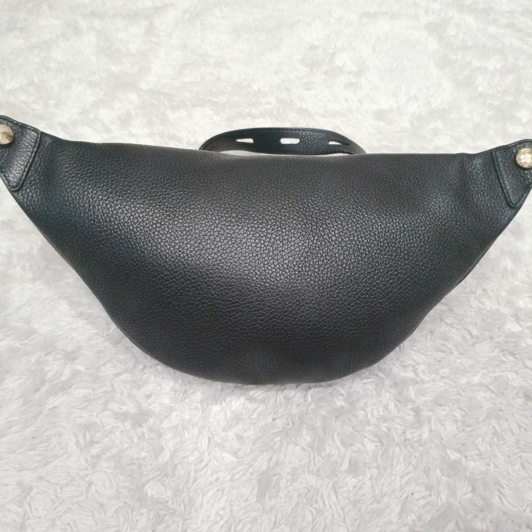 【極美品】FURLA　PIPER S BELT BAG オールレザー シボ革 黒