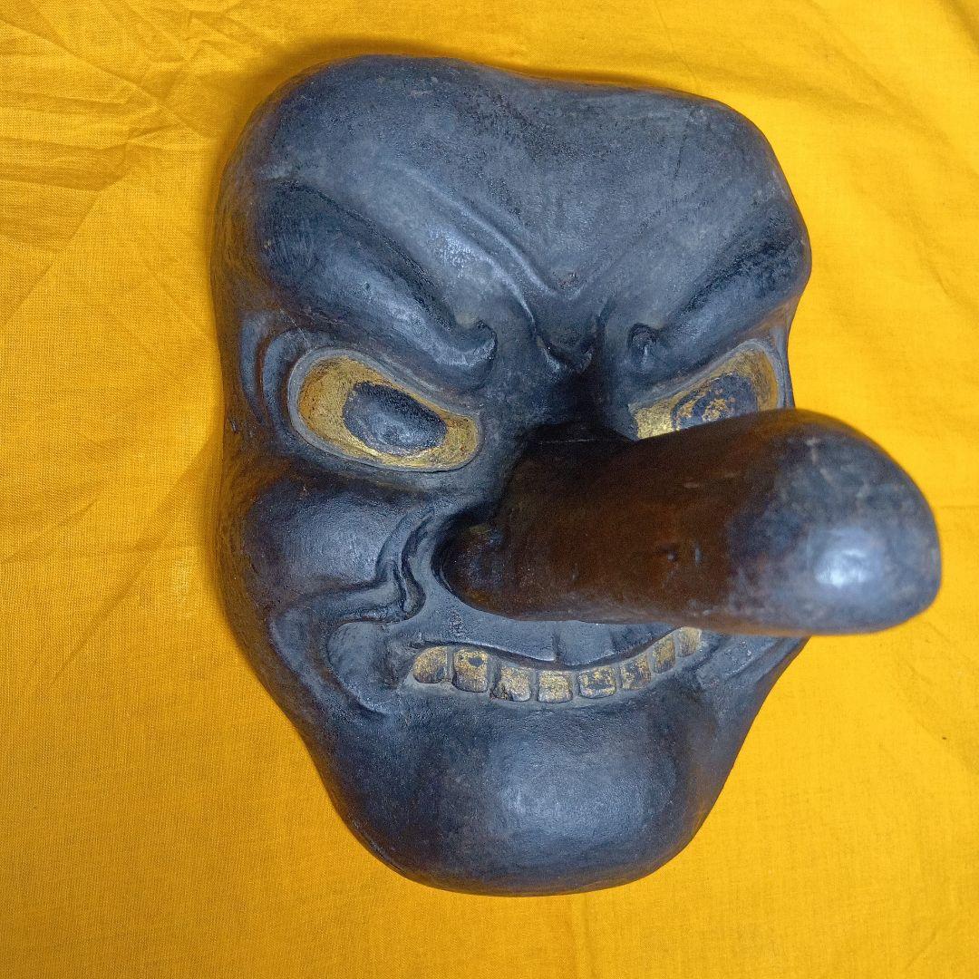 天狗面 江戸期 竈神 カマドガミ 釜神 民間信仰 呪物 妖怪 木彫り お面