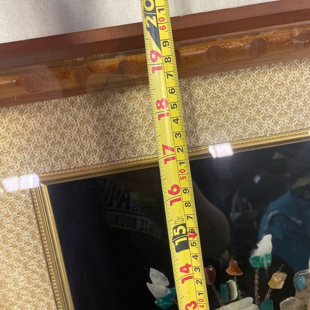 天然石 絵画 貴石 絵画アンテーク 美術工芸 孔雀 クジャク レトロ