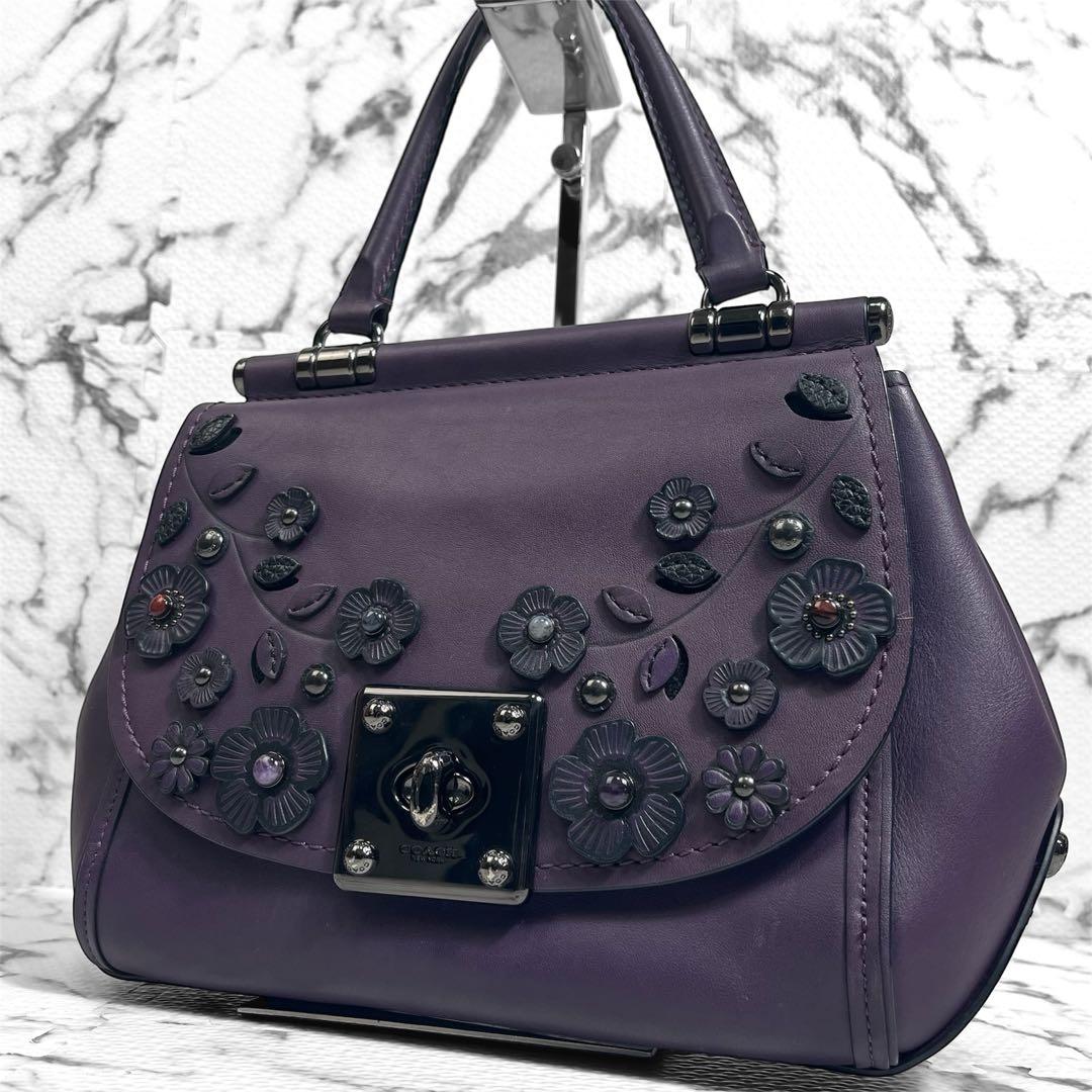 コーチ ハンドバッグ ティーローズ　ターンロック　レザー