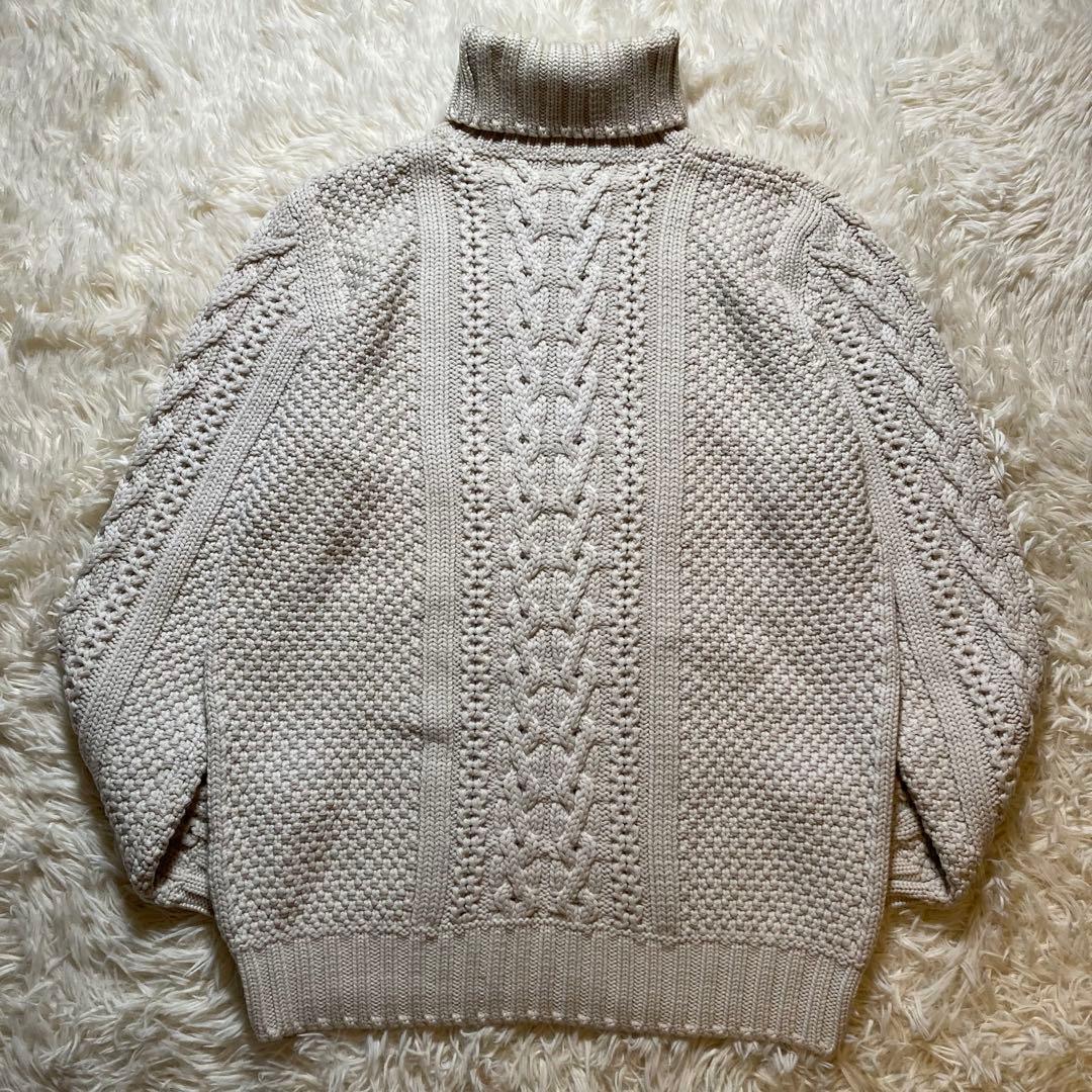 ジルサンダー タートルネック ケーブルニット セーター ベージュ M