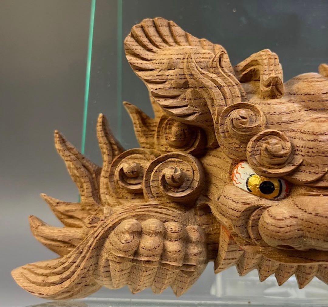 カズシ　【木彫　獅噛み】 だんじり　魔除け　宮彫　悪疫を噛み砕く　欅