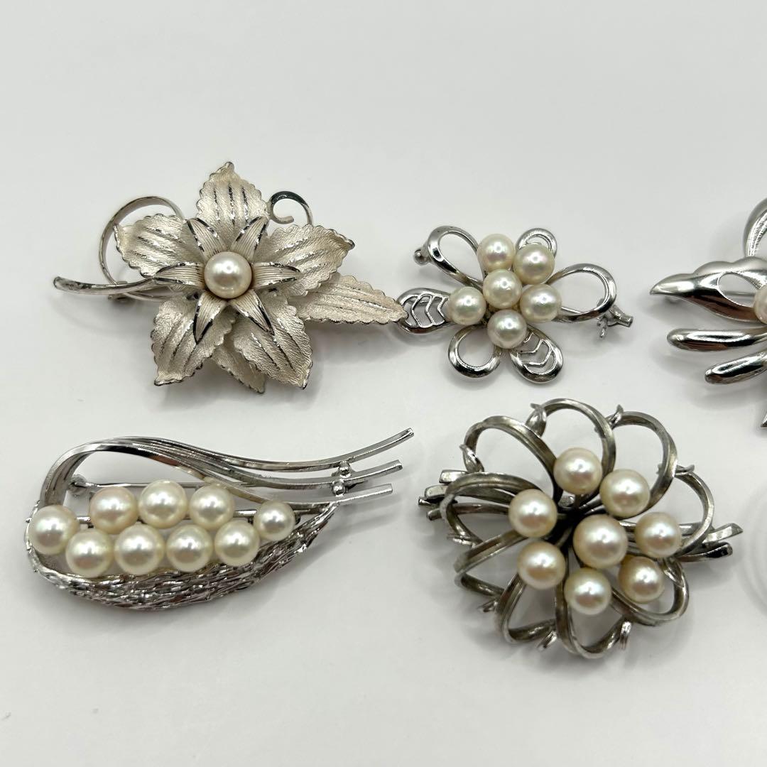 アコヤ真珠 あこやパール 全てsilver刻印入り アコヤブローチ8点セット