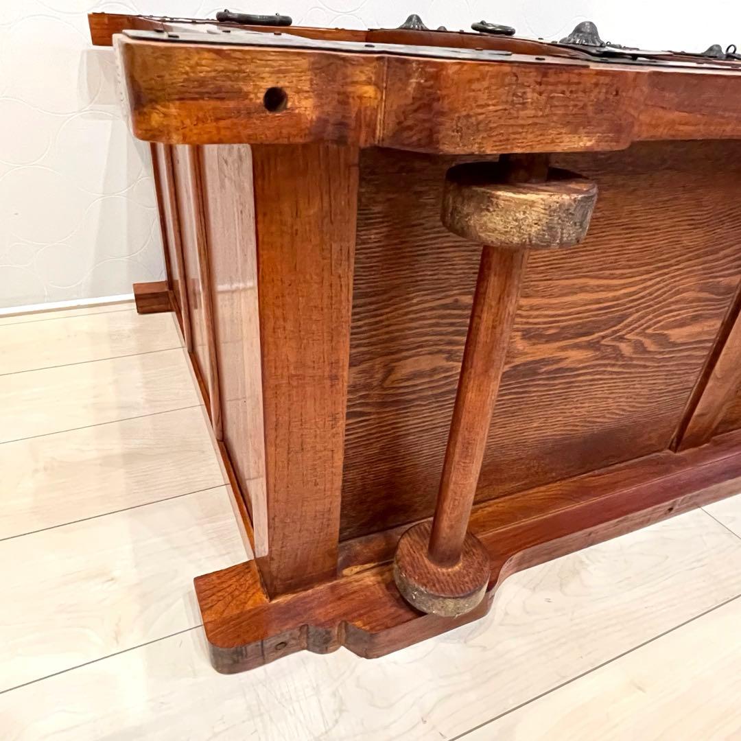 【美品】時代箪笥 車箪笥 和箪笥 龍金具 無垢材 民芸家具 レトロ アンティーク