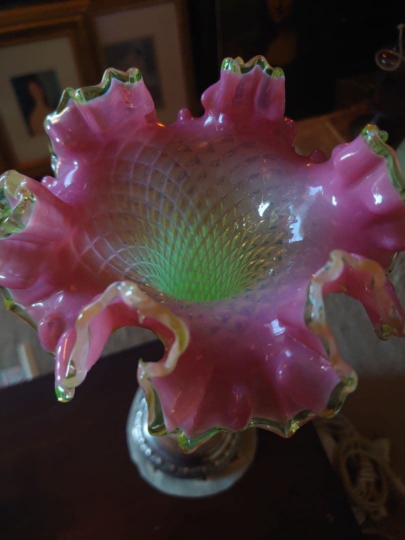 フランス1890s'ヴィクトリアン「イパーン 」クランベリー ヴァセリンSP花器