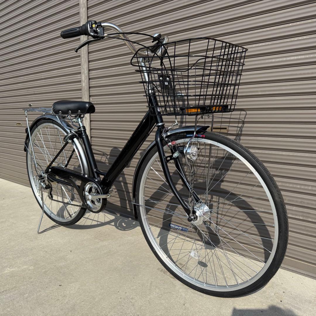 ママチャリ　27インチ　ブラック　６段変速　おしゃれ