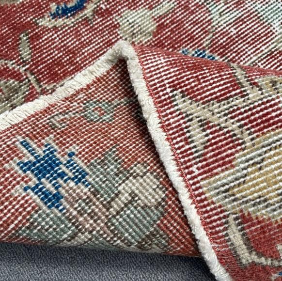 トルコヴィンテージラグ A45 バーミリオン ネイビー ミント グリーン