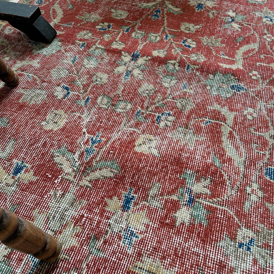 トルコヴィンテージラグ A45 バーミリオン ネイビー ミント グリーン