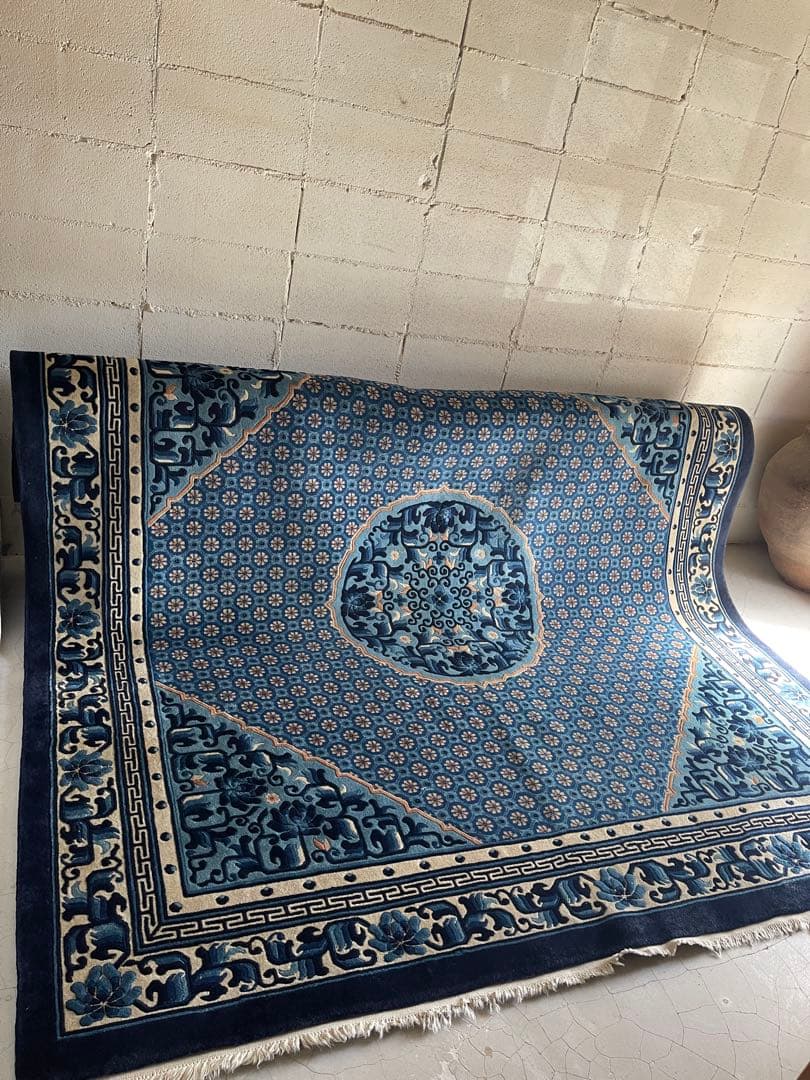 中国段通　4畳半　245×245 正方形　絨毯　カーペット　毛100% 手織り