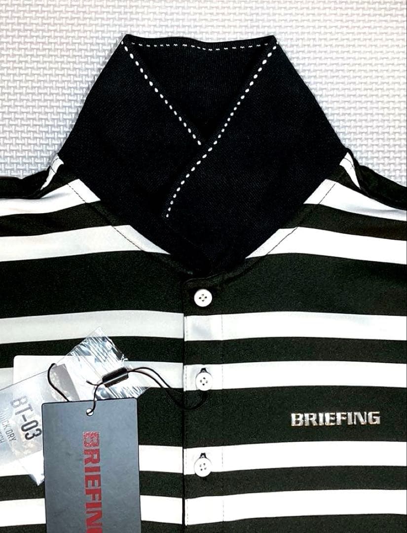 BRIEFING GOLF MS ストライプ ポロシャツ（BLK／M）