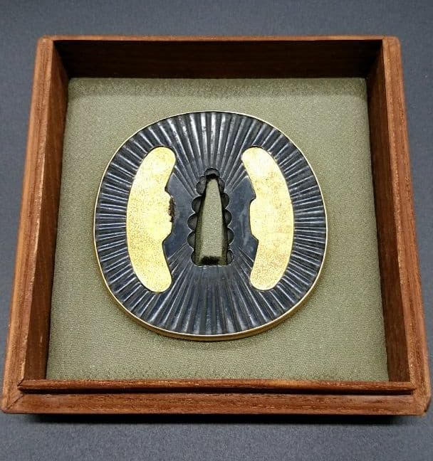 金色覆輪付赤銅鍔 鐔 日本刀 刀 刀装具 時代物 真剣 居合い
