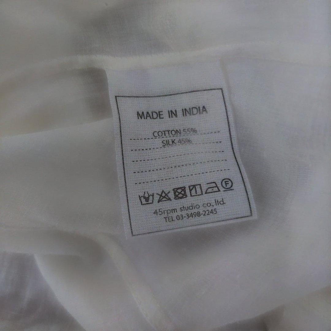 45rpm　タッサーカディのフリルブラウス　SIZE3　コットンシルク　シャツ