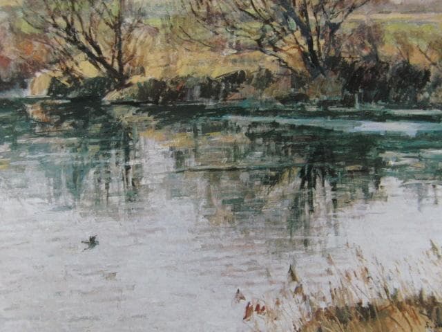 櫻田精一、【水温む河岸】、希少な大判額装用画集より、美品、日本人画家