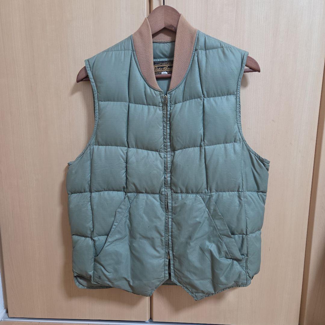 Eddie Bauer グリーン ダウンベスト　黒タグビンテージ