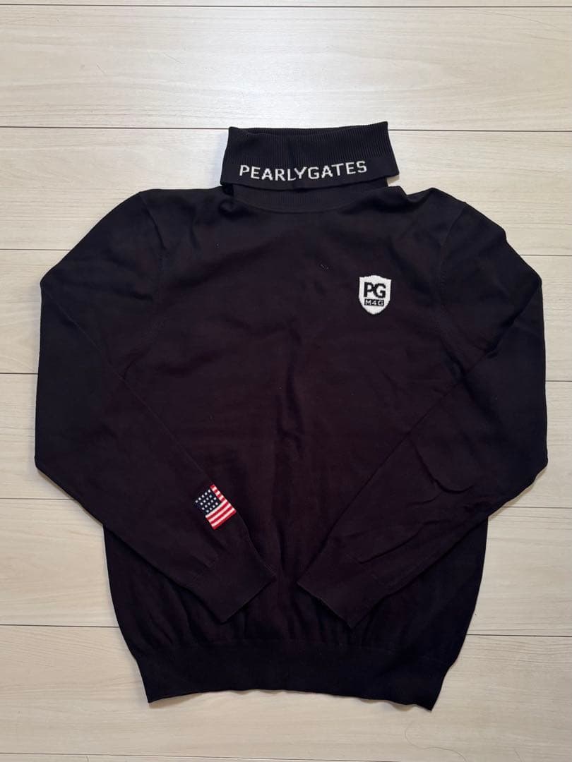 PEARLY GATES ブラック タートルネック セーター