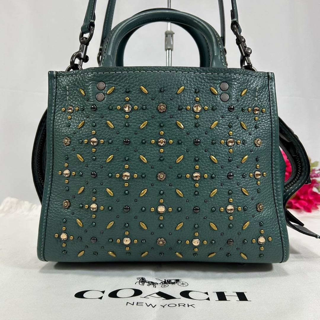【極美品】コーチ ローグ25 3way ハンドバッグ レザー スタッズ 肩掛け