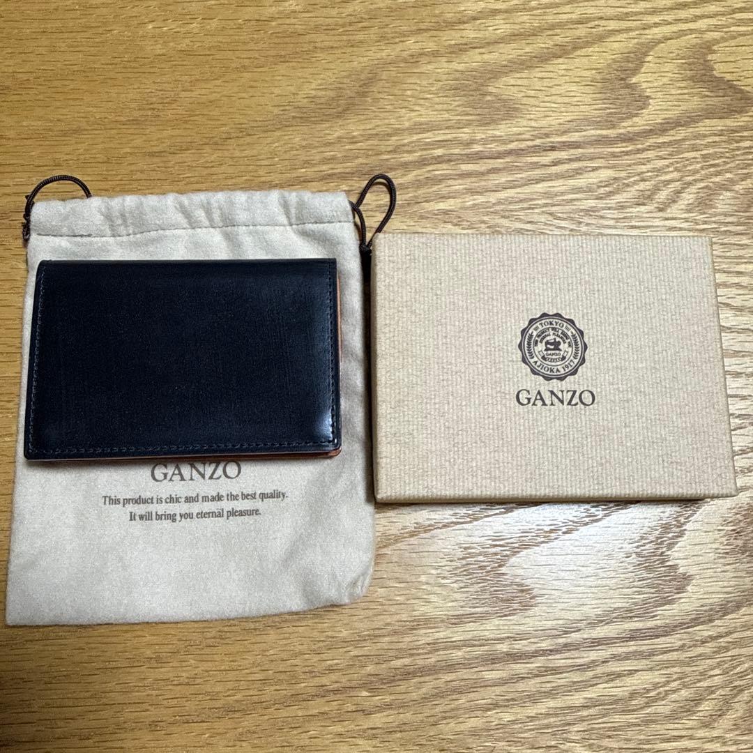 ガンゾ THIN BRIDLE (シンブライドル)通しマチ 名刺入れ ブラック