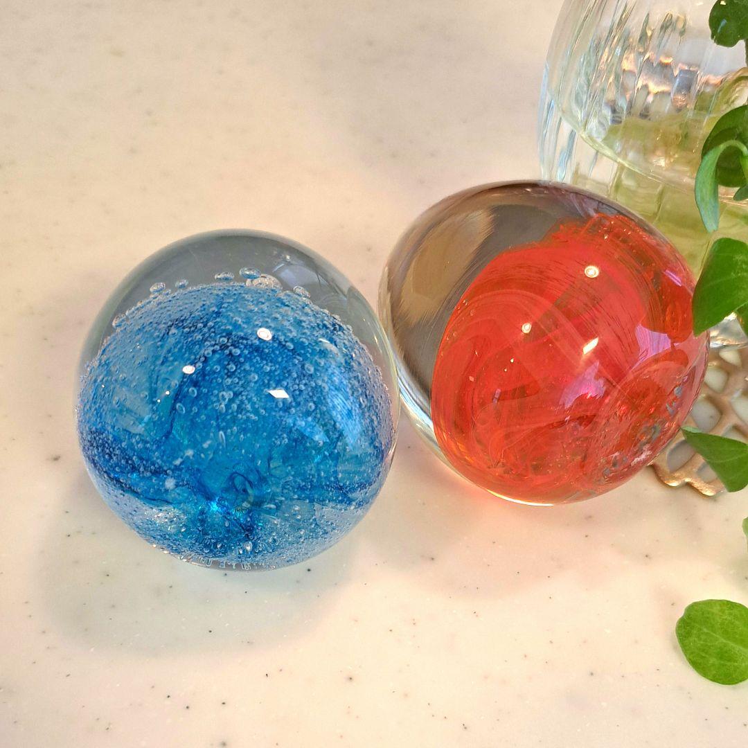 【レア】雪の華【劇中登場】 ガラス玉ペーパーウエイト　ブルー　オレンジ　登坂広臣