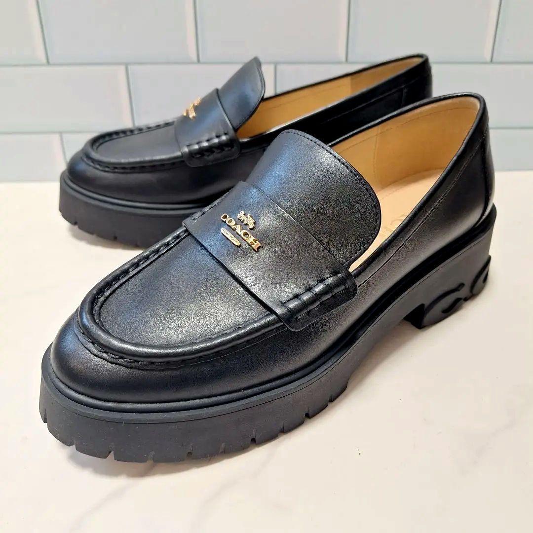 【良品】 COACH コーチ 厚底ローファー 24.5 ルーシー レザー