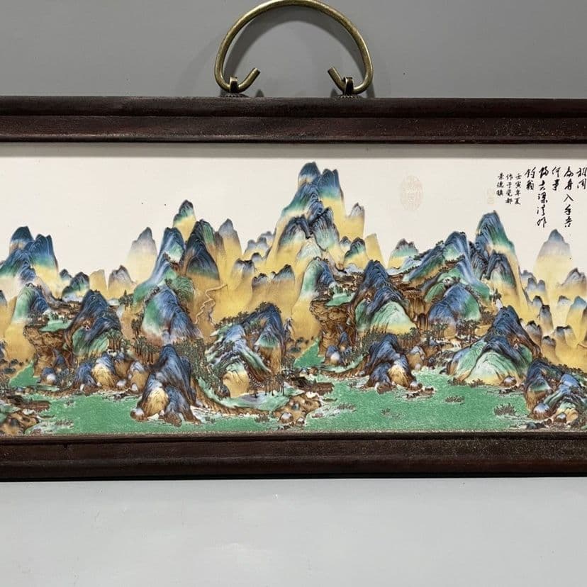 景徳鎮 陶板画 千里江山図壁掛け画 装飾品 工芸品 美術品 置物