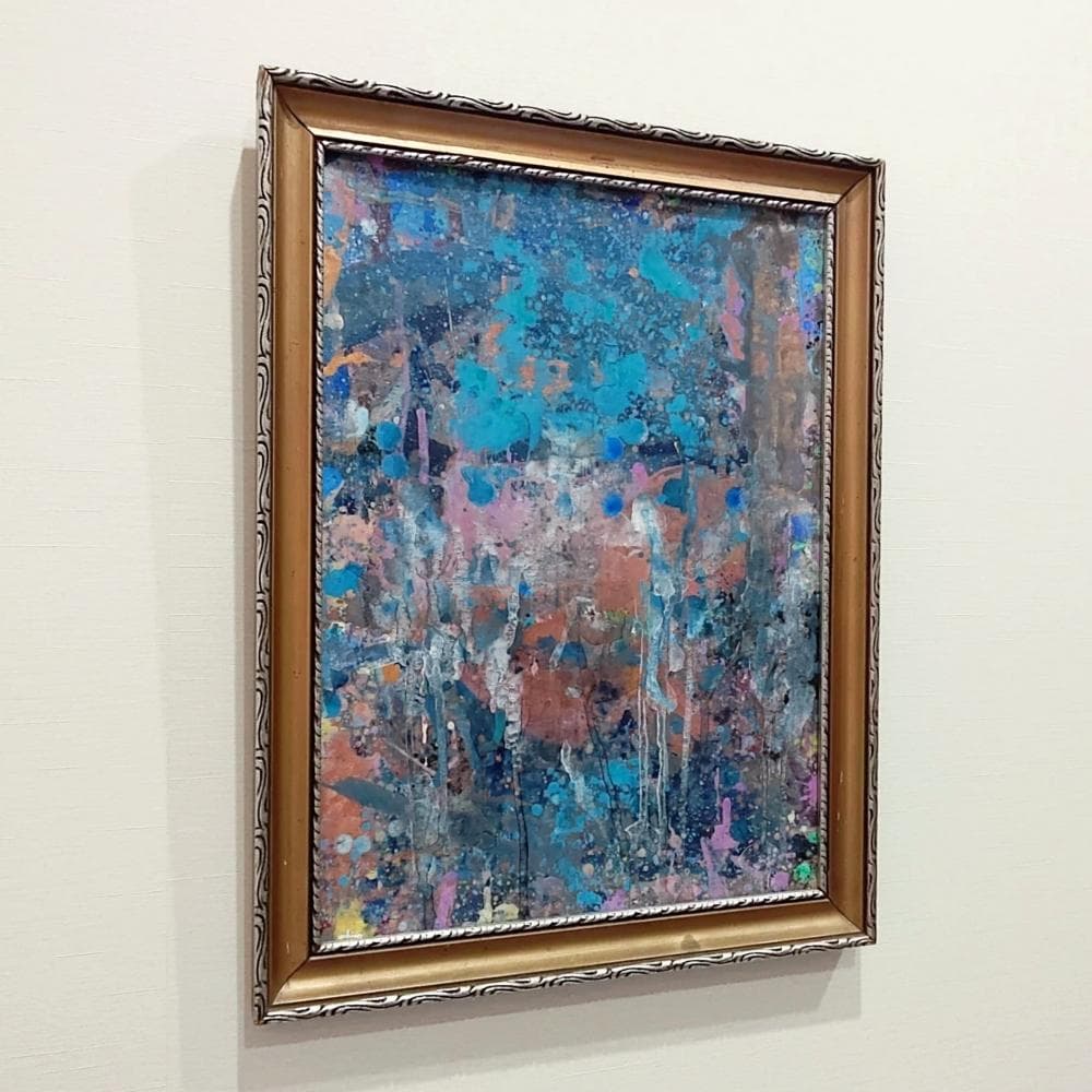 【最終価格】内野隆文　抽象画　絵画　現代アート　美術　アンティークフレーム　額縁