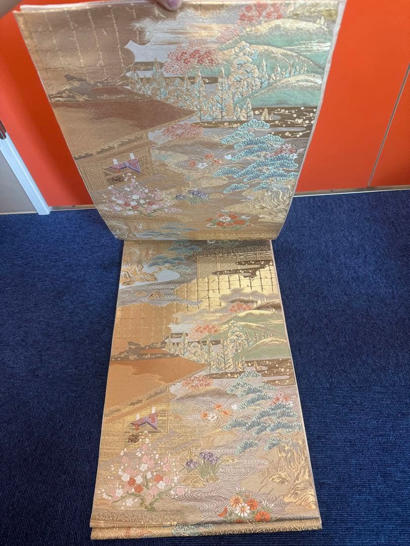 1918袋帯 古代彫金紋  西陣織   金糸　高級上質上品　約440cm未使用