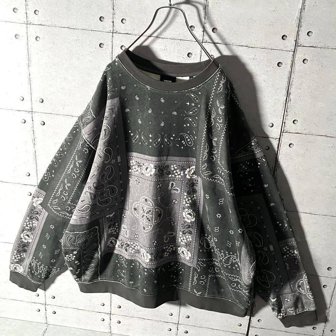 【鬼レア】KITHキス☆ロゴ満載バンダナ柄スウェットシャツ希少XL