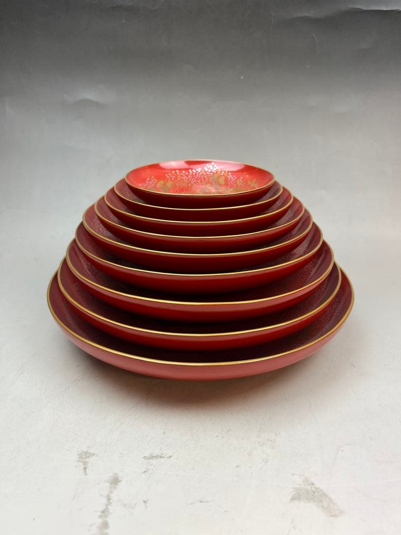 ［美品］金彩　九つ組盃　金蒔絵　正月　祝い　本漆塗り