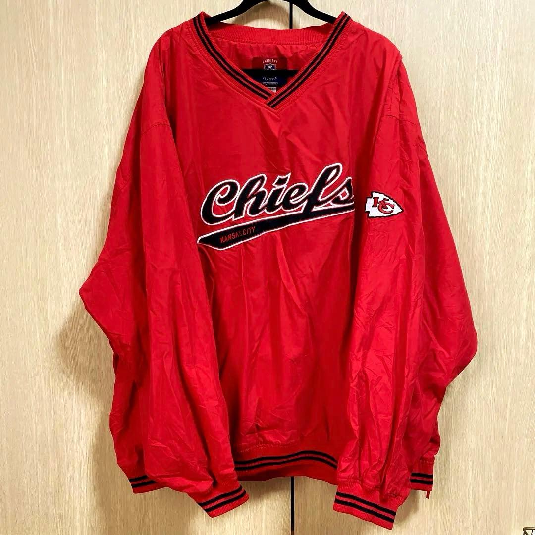 NFL Reebok チーフス 刺繍 プルオーバー レッド　4XL ビッグサイズ