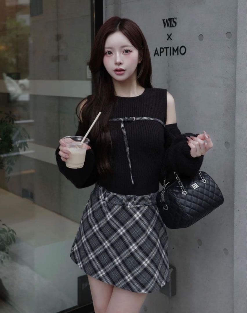 【Darich】ドッキングミドルウエストニットミニワンピース