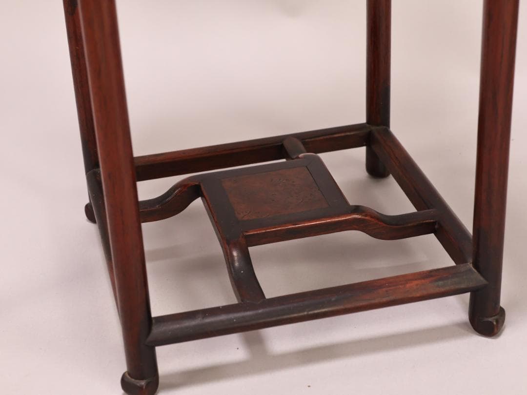 BK432　時代唐木　玉杢　高卓　花台　香炉台　飾台　盆栽台　高さ約40㎝