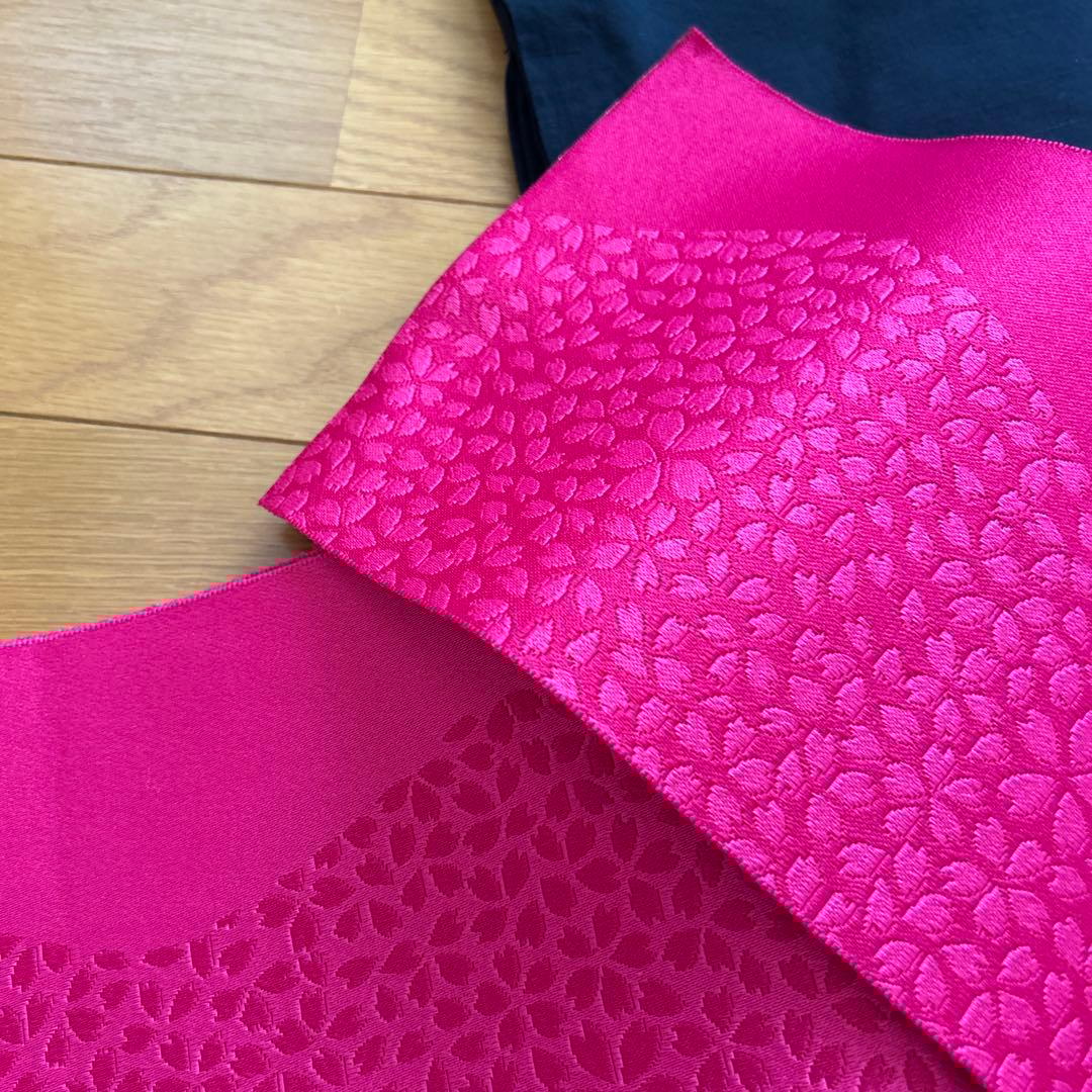 ツモリチサト浴衣、帯セット　バラ柄　着物　ブラック