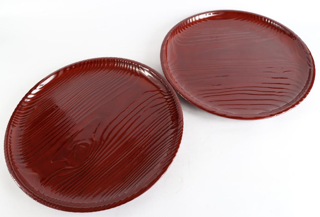 茶道具 平安吉象堂 杉木目 会席盆 丸盆 八枚 共箱